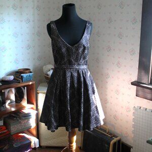 ABS Allen Schwartz Metallic Lace Party Dress, 8